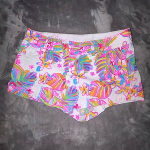 Lilly Pulitzer Pink and Green Tropical Print Shorts